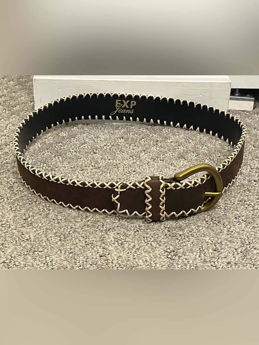 Vintage Express Women’s Leather Whipstitch belt-Medium Cowgirl Western 90’a Y2K